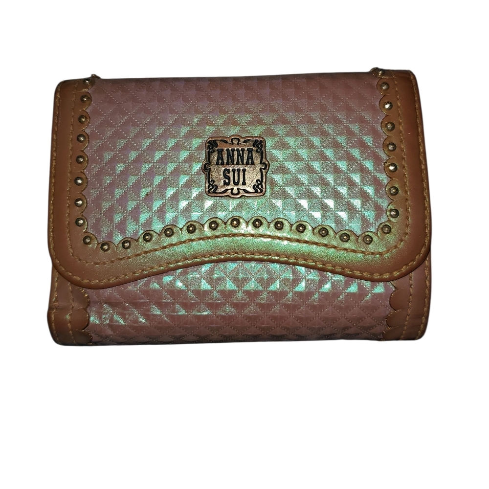 Vintage Anna Sui Quilted Leather Iridescent Wallet